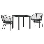 vidaXL Ensemble de salle à manger pour jardin 3 Pièces Noir polyrotin
