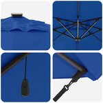 vidaXL Parasol Cantilever Roma avec des LEDs bleues – 286 x 285 x 270 cm  en aluminium.