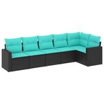 vidaXL Salon de jardin 6 Pièces avec coussins noir résine tressée