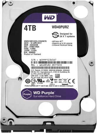 Disque Dur Western Digital 4 To (4000 Go) S-ATA 3 - Caviar Purple (WD40PURZ)