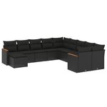 vidaXL Salon de jardin 11 Pièces avec coussins noir résine tressée