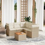 vidaXL Salon de jardin avec coussins 6 Pièces beige résine tressée