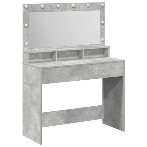 Table de maquillage vidaXL avec lumières LED en gris béton 100x41x135 cm