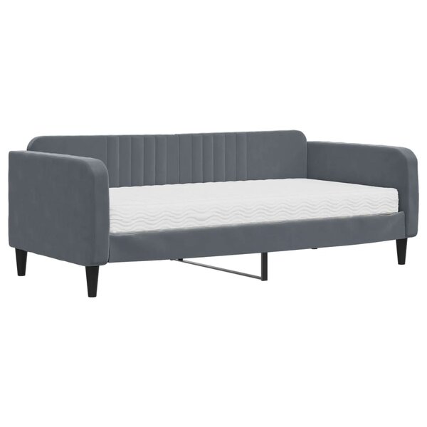 vidaXL Lit de jour avec matelas gris foncé 90x190 cm velours