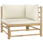vidaXL Salon de jardin 2 Pièces avec coussins blanc crème Bambou