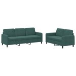 vidaXL Ensemble de canapés 2 Pièces vert foncé velours