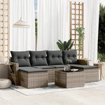 vidaXL Salon de jardin avec coussins 7 Pièces gris résine tressée