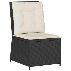 vidaXL Canapé de jardin avec coussin Noir et blanc crème polyrotin