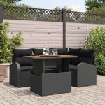 vidaXL Ensemble de canapé de jardin 5 Pièces Noir 100 x 55 x 73 cm