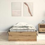 vidaXL Cadre de lit avec tiroirs chêne artisanal 90 x 200 cm