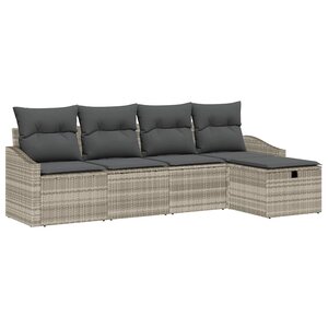 vidaXL Ensemble de canapé de jardin 5 Pièces Gris clair 233 x 117 x 85 cm
