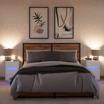 vidaXL Armoires de chevet et lumières LED 2Pièces blanc bois d'ingénierie