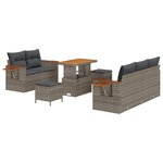 vidaXL Ensemble de canapé de jardin 8 Pièces Gris polyrotin