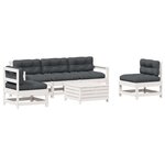vidaXL Salon de jardin avec coussins 6 Pièces blanc bois de pin massif
