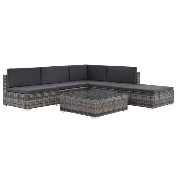 vidaXL Salon de jardin 6 Pièces avec coussins résine tressée gris