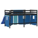 vidaXL Lit mezzanine enfants avec rideaux sans matelas bleu 80x200cm