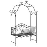 vidaXL Banc d'extérieur noir Noir Métal Grand Détails décoratifs