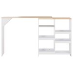 vidaXL Table de bar avec tablette amovible Blanc 138x39x110 cm