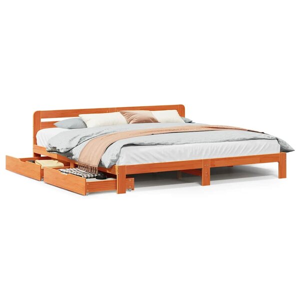 vidaXL Cadre de lit sans matelas cire marron 180x200cm bois pin massif