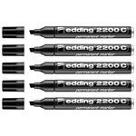 Marqueur Permanent 2200C Corps Alu Noir Pointe Biseau 1-5 mm x 5 EDDING