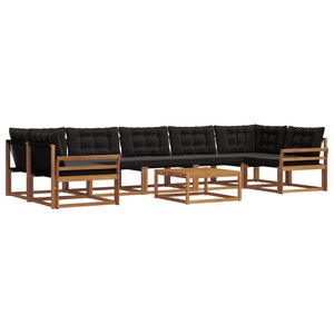 vidaXL Ensemble de canapés d'extérieur 8 Pièces Naturel et Noir