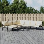 vidaXL Salon de jardin 9 Pièces avec coussins sable acier