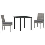 vidaXL Ensemble de salle à manger de jardin 3 pièces gris poly rattan