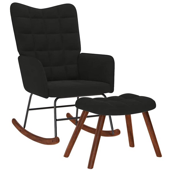 vidaXL Chaise à bascule avec repose-pied noir velours