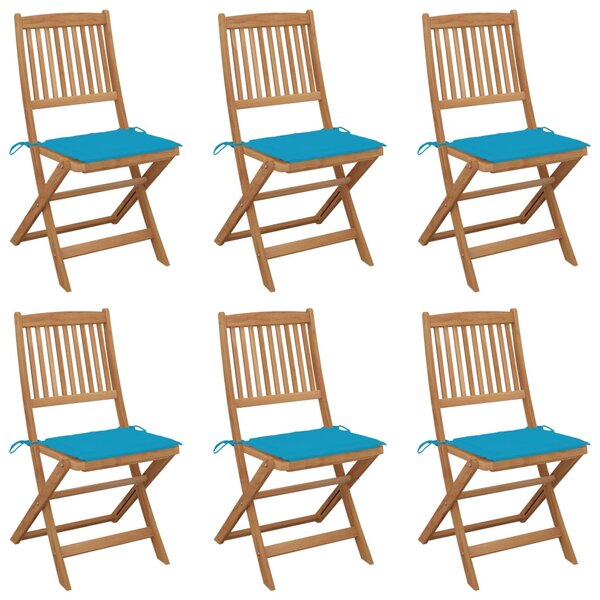 vidaXL Chaises pliables de jardin 6 Pièces avec coussins Bois d'acacia