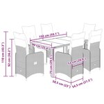 vidaXL Ensemble de bistro de jardin 7 Pièces coussins noir poly rotin