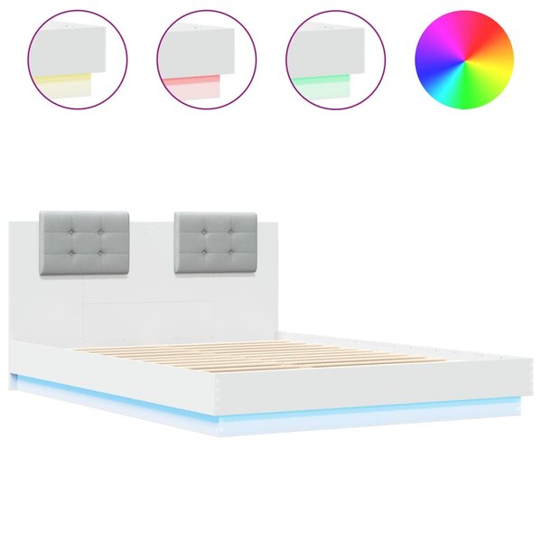 vidaXL Cadre de lit avec LED sans matelas blanc 140x200 cm