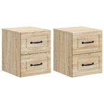 vidaXL Cabinet de chevet mural 2 Pièces Chêne Sonoma 34 5 x 33 x 40 cm