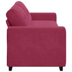 vidaXL Sofa 3 places avec coussin Rouge bordeaux Velours