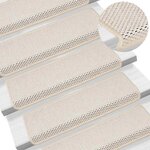 vidaXL Tapis d'escalier autocollants 30 Pièces 65x21x4 cm crème