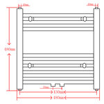 vidaXL Sèche-serviettes eau chaude à rails droits noir 480 x 480 mm