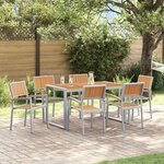 vidaXL Ensemble de salle à manger pour jardin 7 Pièces Gris et marron
