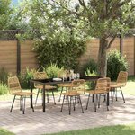 vidaXL Ensemble de salle à manger pour jardin 7 Pièces Marron Poly rotin