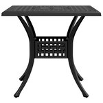 vidaXL Table de jardin noir 80x80x75 cm aluminium coulé