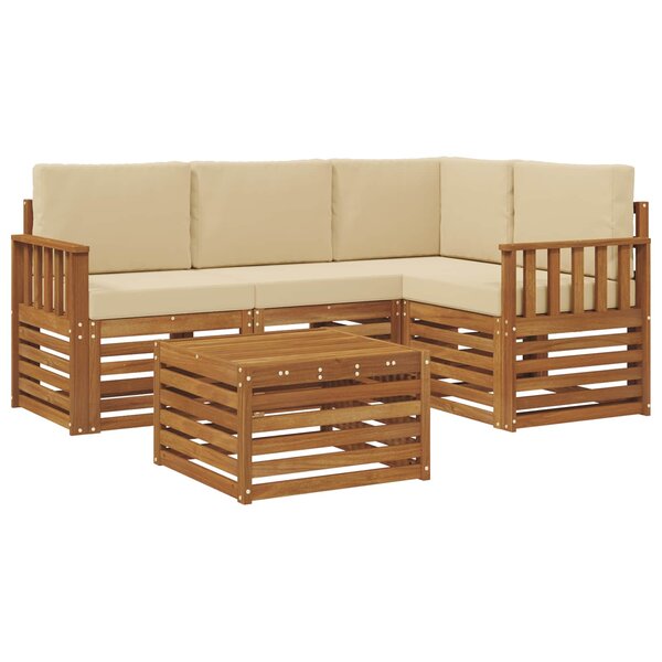 vidaXL Ensemble de canapés d'extérieur 5 Pièces Naturel et Beige