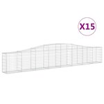 vidaXL Paniers à gabions arqués 15 Pièces 400x30x60/80 cm Fer galvanisé