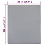 vidaXL Drap-housse Jersey Gris 100x200 cm Coton