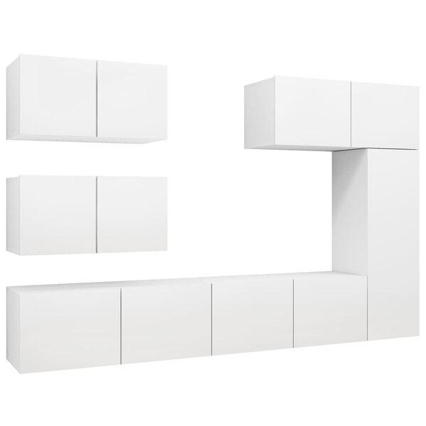 vidaXL Ensemble de meubles TV 6 Pièces Blanc Bois d'ingénierie