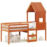vidaXL Lit haut avec toit cire marron 80x200 cm bois de pin massif