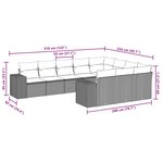 vidaXL Salon de jardin avec coussins 10 Pièces gris résine tressée
