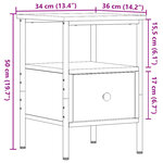 vidaXL Table de chevet chêne artisanal 34x36x50 cm bois d'ingénierie