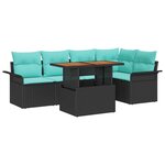 vidaXL Ensemble de canapé de jardin 6 Pièces Noir Poly rotin