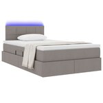 vidaXL Lit avec rangement et LED avec matelas Taupe 120 x 190 cm tissu