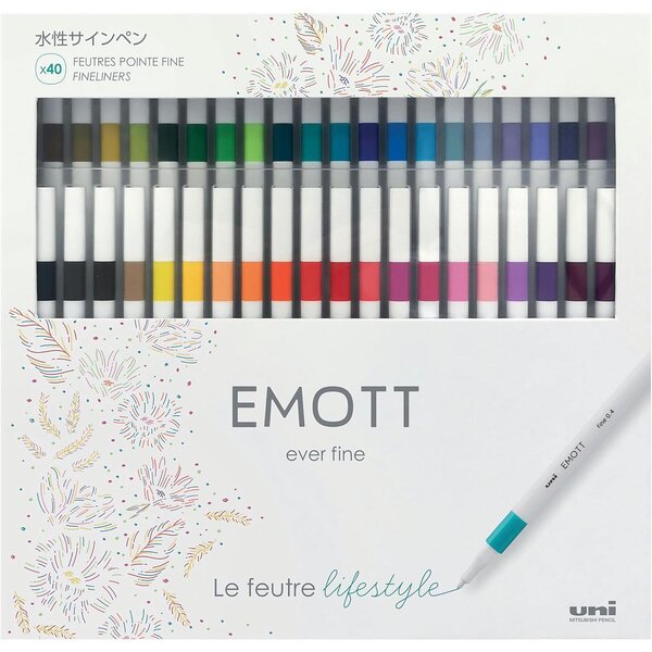 Coffret de 40 feutres pointe fine Emott Couleurs assorties CF PEMSY/40 001 UNI-BALL