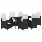 vidaXL Ensemble de salle à manger de jardin 7 pièces avec coussins en poly rotin noir