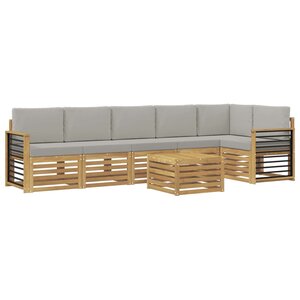 vidaXL Ensemble de canapés d'extérieur 7 pc Blanc et gris clair
